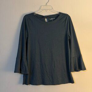LOFT Womens Deep Teal Blue 3/4 Sleeves Shirt Top Size Small